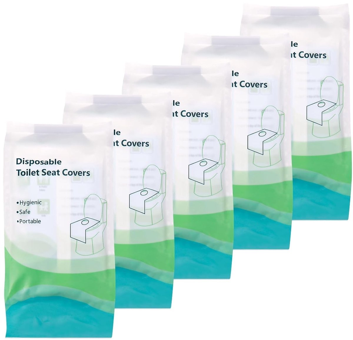 50 Stuks Wegwerp Toiletbril Covers, Draagbare Toiletmat, Bescherming voor Reizen en Openbare Toiletten, Individueel Verpakt en Hygiënisch
