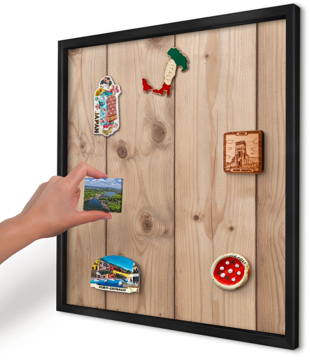 Artprintcave Beige Magneetbord mit Zwart Frame - 50x50 cm - Houtstructuur Magneetbord Voor Keuken - Rustiek Magnetisch Bord Voor Magneten - Texturen