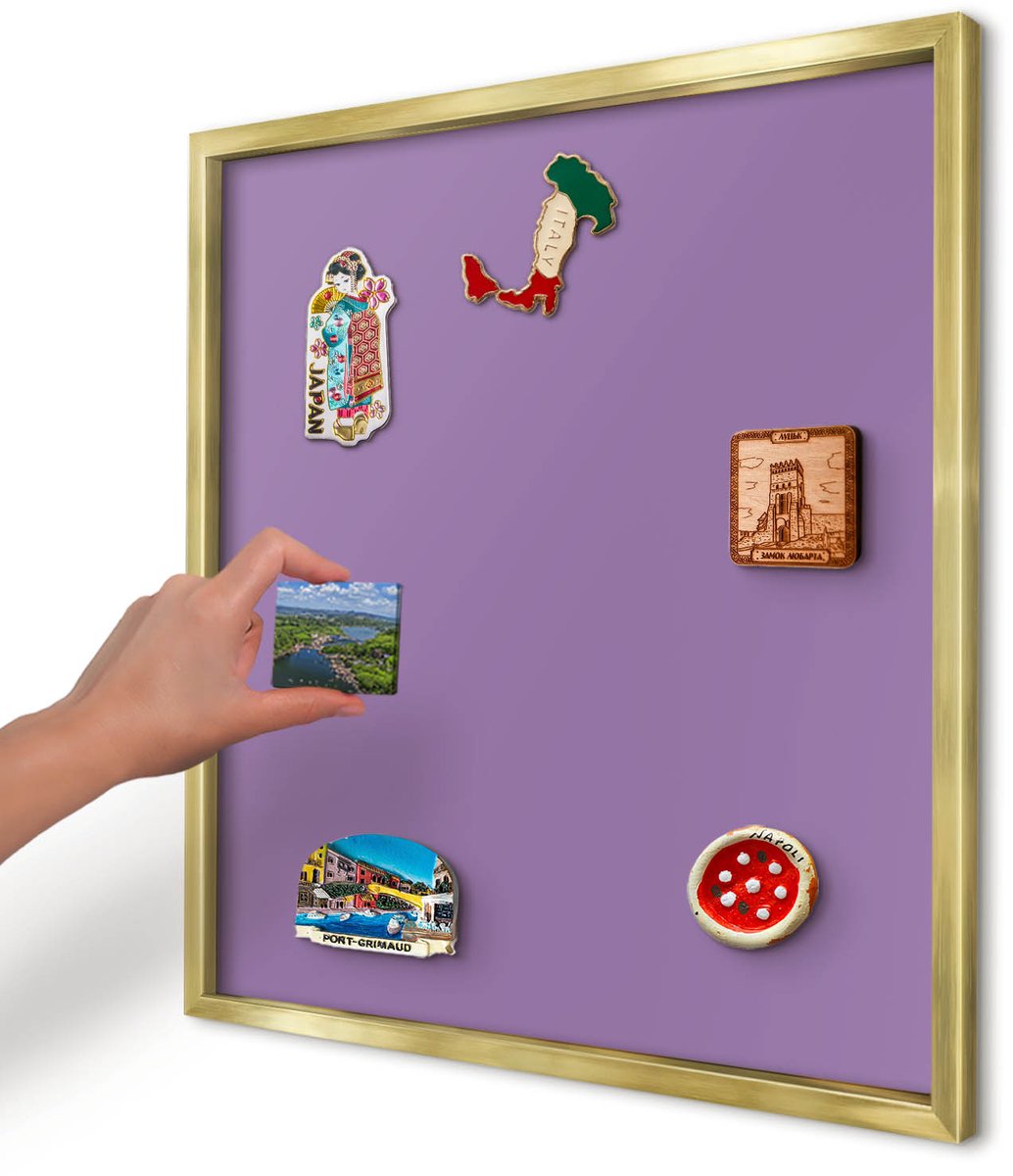 Artprintcave Paars Magneetbord mit Gouden Frame - 50x50 cm - Violet Magneetbord Voor Foto's - Minimalist Magnetisch Bord Voor Magneten - Achtergronden En Patronen