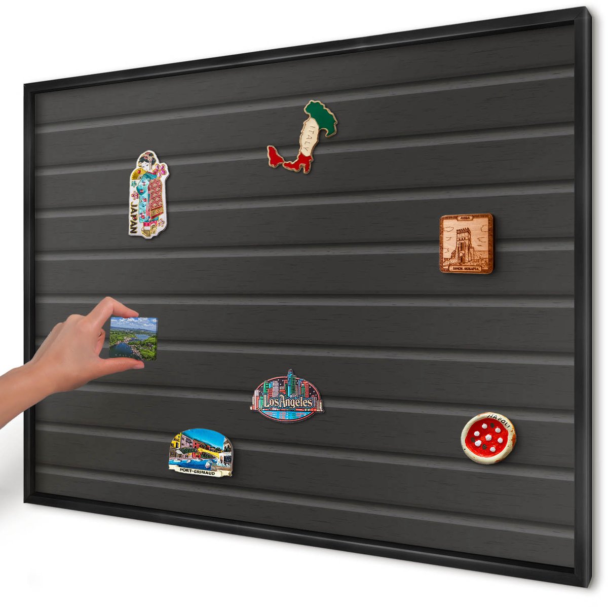 Artprintcave Zwart Magneetbord mit Zwart Frame - 100x70 cm - Paneeltextuur Magneetbord Voor Keuken - Modern Wandbord Magnetisch - Texturen