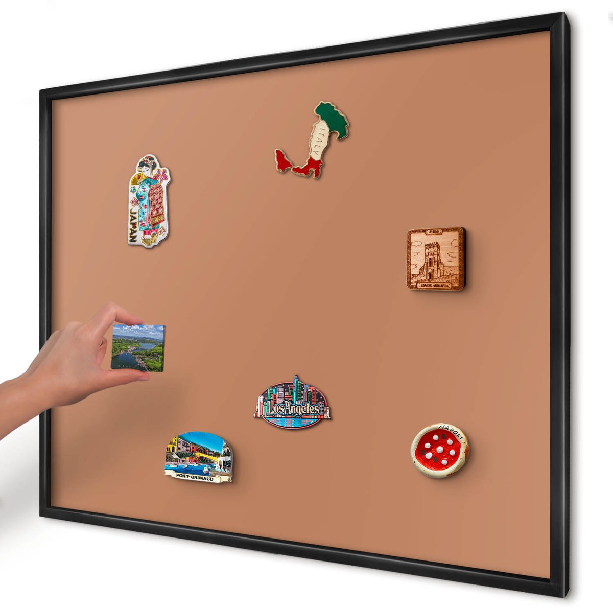 Artprintcave Oranje Magneetbord mit Zwart Frame - 80x60 cm - Doffe Oranje Magnetische Organizer - Minimalist Memobord Keuken - Achtergronden En Patronen