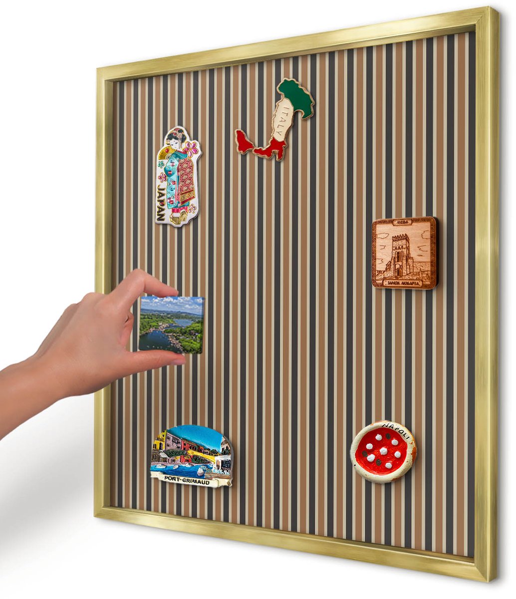 Artprintcave Bruin Magneetbord mit Gouden Frame - 50x50 cm - Geometrisch Patroon Magnetische Organizer - Geometrische Magneetbord Voor Keuken - Geometrische