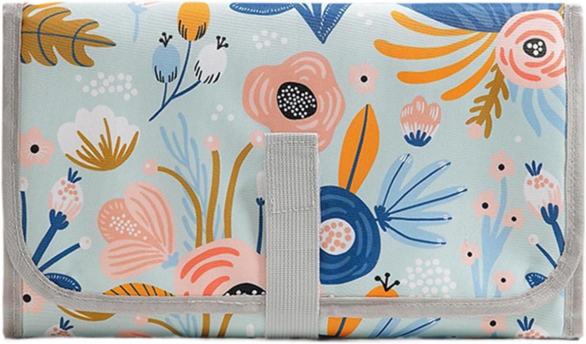 Baby Verschoningsmat - Luiermat Opvouwbaar - Onderweg Luiers Wassen - Geïntegreerde Doekjes Zakk - 33 x 19 cm - Kleurrijk