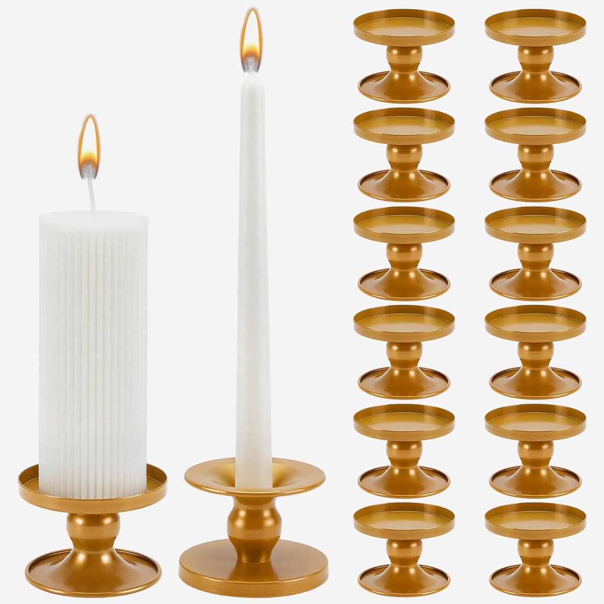 Kandelaarset 16 Stuks Goud - Metalen Kandelaren - Voor Pillarcandles - Perfect voor Hu decoration - ShopVlot
