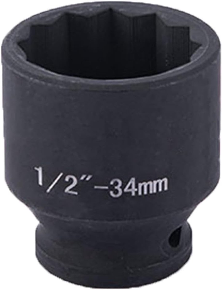 34 mm 1/2 Inch Hexagon Steeksleutel voor Impact Schroevendraaiers, CR-MO, 6-Weg Hexagon Moer, Geschikt voor Elektrische Sleutels en Professioneel Gebruik