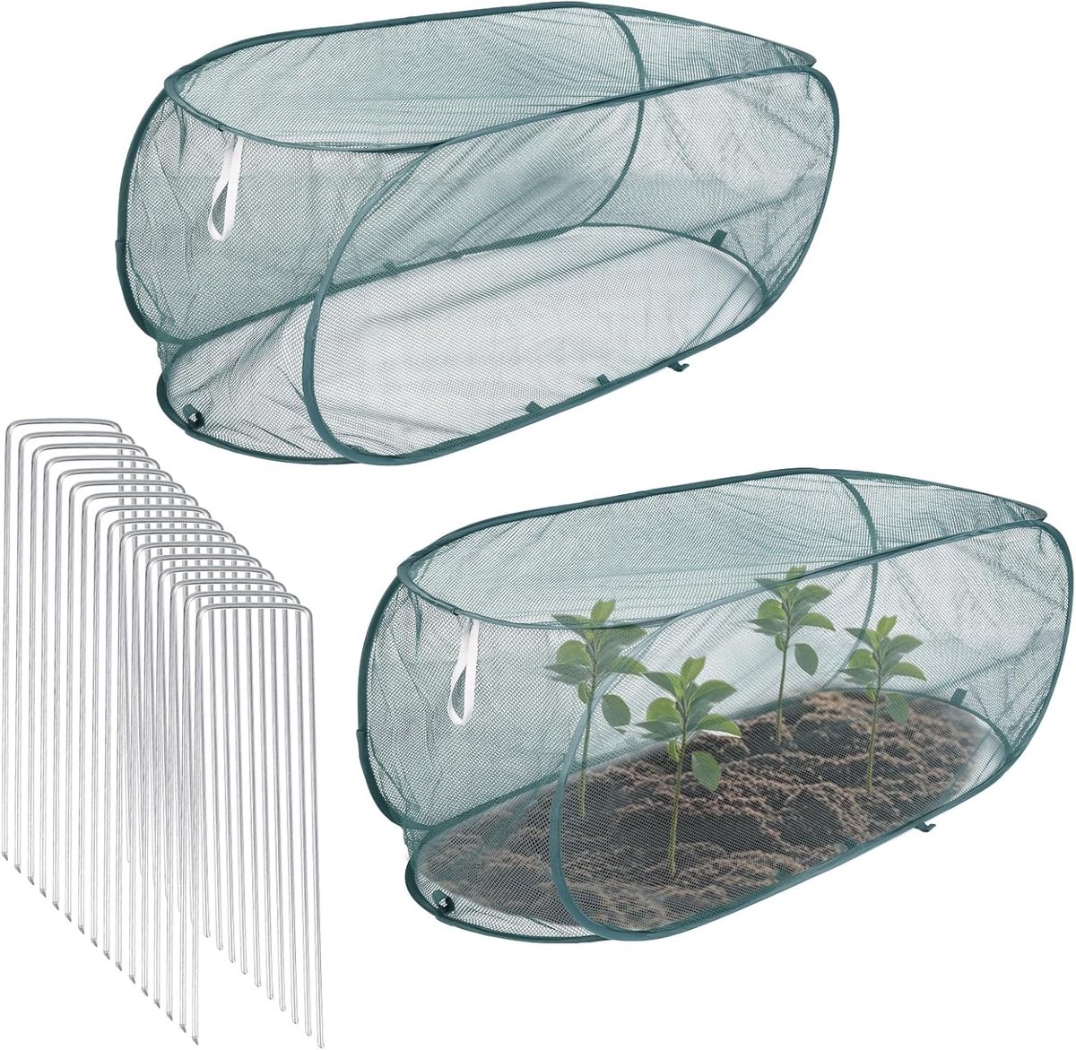 Pop-Up Gaas Plantenhoes 99x45x40cm - Tuin Plantenbescherming - 16 Grondpennen - Beschermt groenten en bloemen - ShopVlot