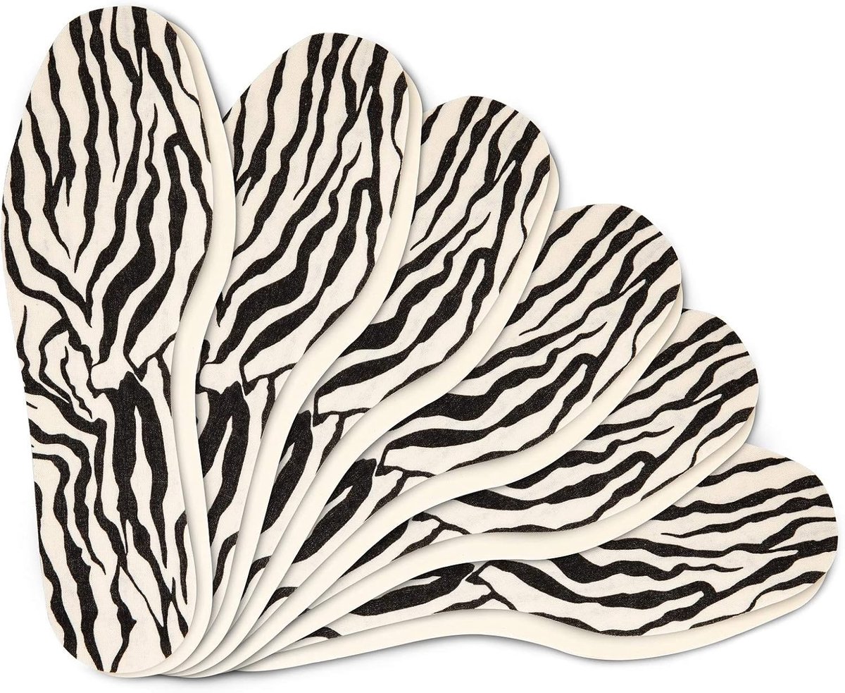 Inlegzolen voor Vrouwen 6 Paar Zebra Set Zacht Gevoel | Comfortabele Dames Schoen Inlegzolen voor Dagelijks Gebruik | Schoen Inlegzolen met Stijlvol Zebra Print Ontwerp | Kaps (40 EUR)