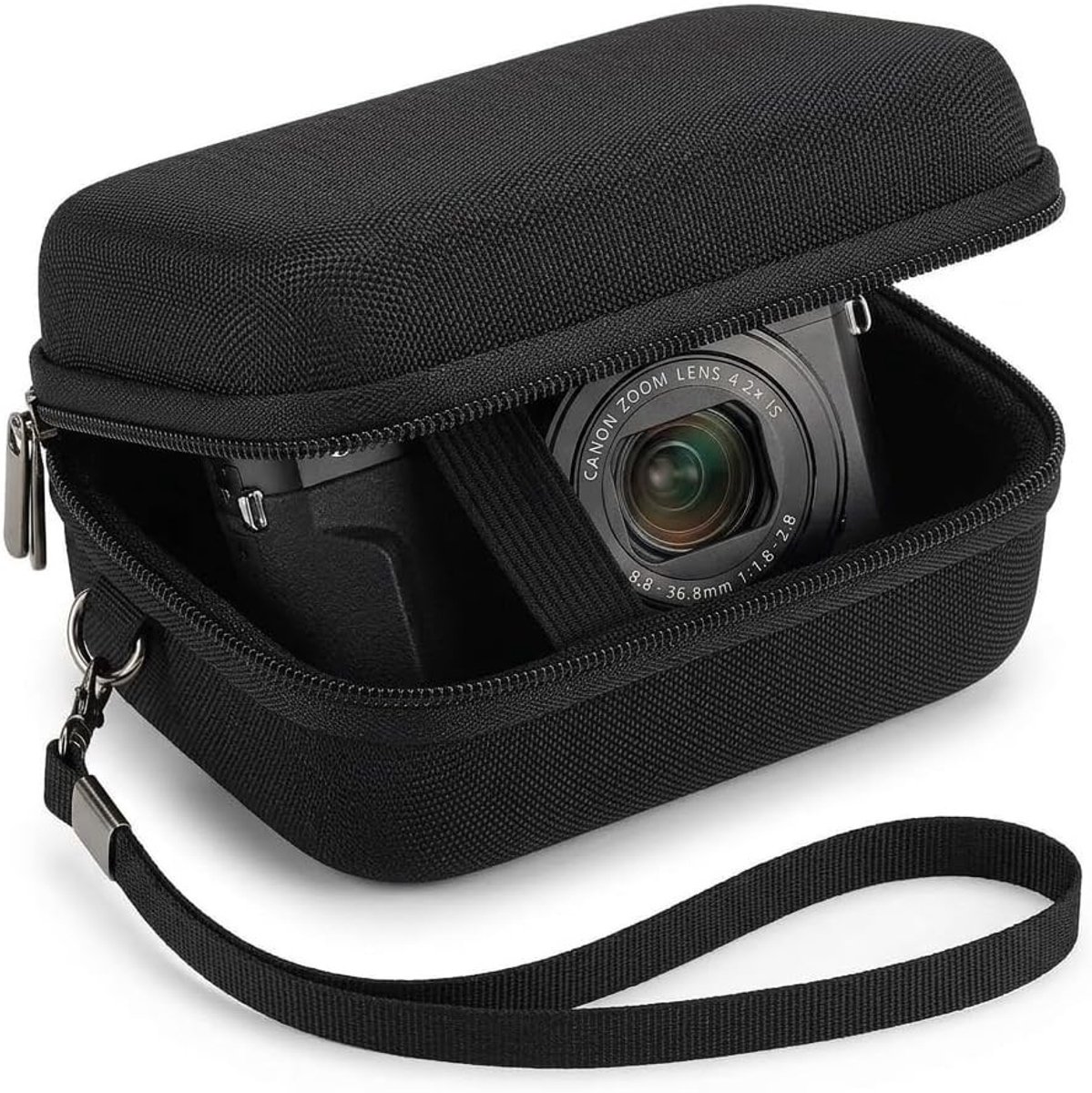 Duurzame hardcase voor digitale camera met accessoires, schokbestendig en ideaal voor reizen, groot formaat 20 x 15 x 6.5 cm, zwart
