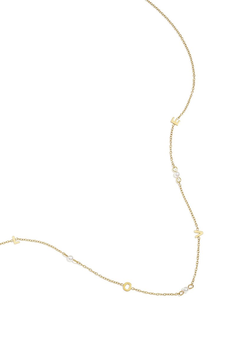 Gouden Zirkonium Ketting - Ketting - Goud - Stainless Steel - - Goud