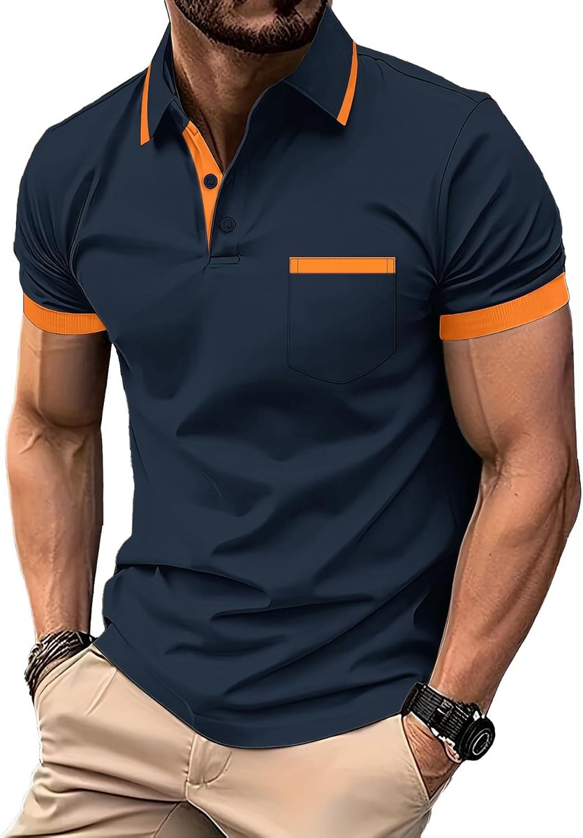 zitysport Poloshirt Mannen Korte Mouwen Shirt Ademend Golf Poloshirt Mannen Zomer Shirts Sport Basic Slim Fit Tshirt met Borstzak Poloshirt