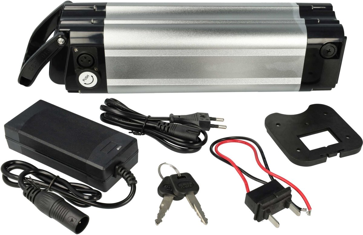vhbw-accu compatibel met Praktiker-e-bike (10,4 Ah, 24 V, Li-ion, incl. oplader) - zwart-zilver