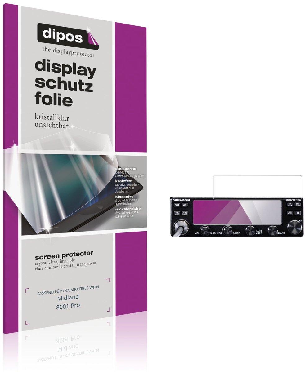 dipos – 2x Beschermfolie geschikt voor Midland 8001 Pro | Krasbestendige & heldere Screenprotector Ultra-Thin