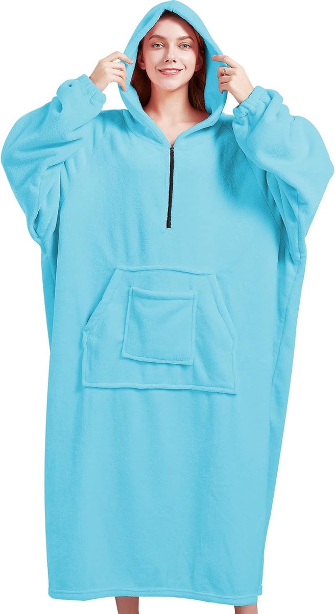 Sherpa draagbare jurk, dekens, oversized, hoodie, pluche fleecedeken, met mouwen, tv-plaids, super zacht, warm