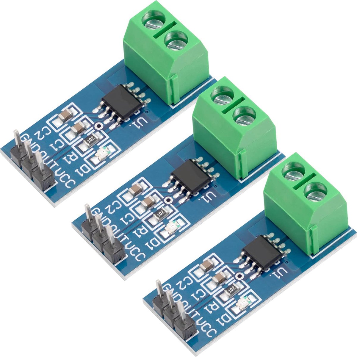 3 x ACS712 Huidige Sensor 5A Meetbereikmodule Huidige Sensor compatibel met Arduino Inclusief E-Book!