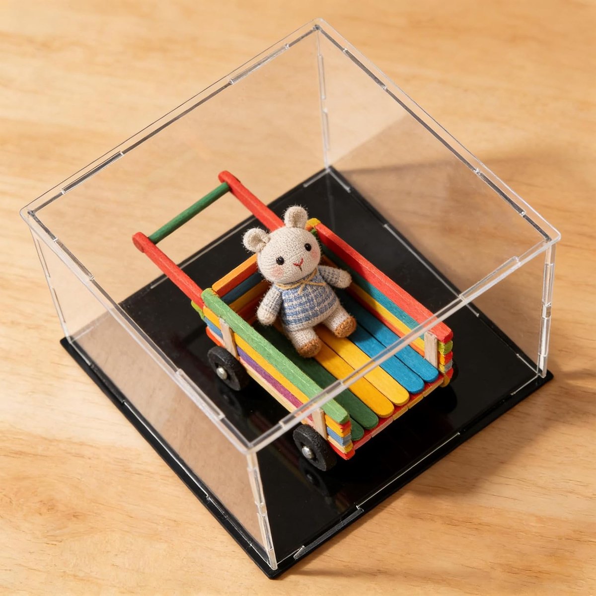 sourcing map Acryl transparante vitrine box stofdicht bescherming kubus verzamelstuk tentoonstellingsdoos 20x20x10cm