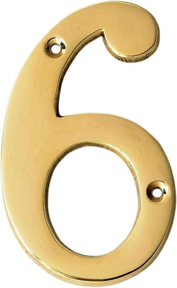 eSplanade 4 "Messing Huis Hotel Deur Numerieke Plaque Sticky Numerieke Numerieke Cijfer 0-9 (6 (Zes))