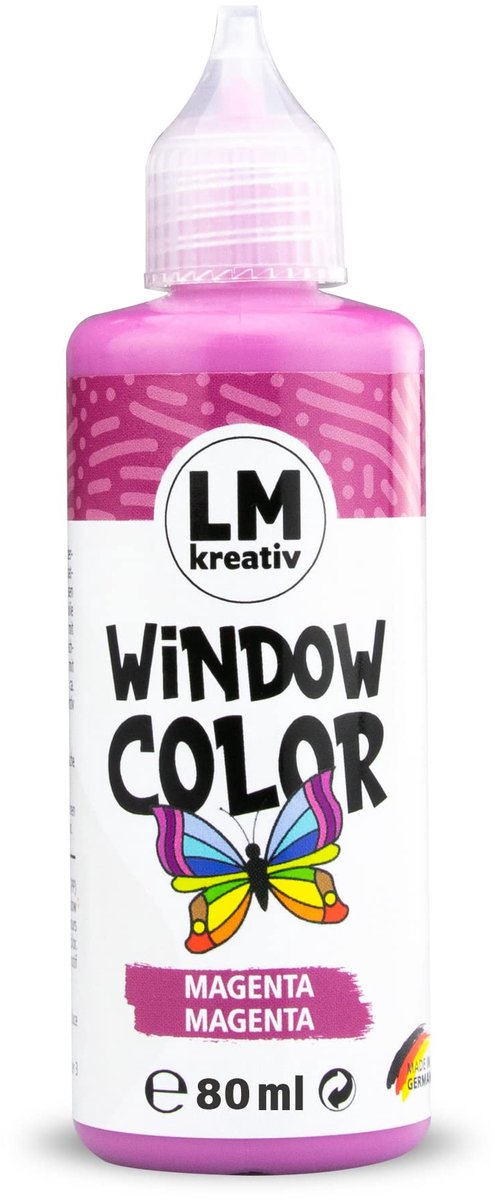 LM-Kreativ Window Color raamverf - Magenta - 80 ml - waterbasis en oplosmiddelvrij