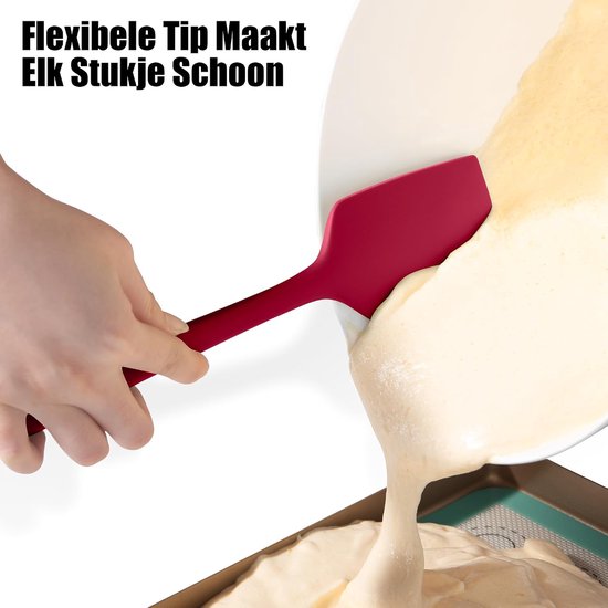 grote siliconen bakspatel, hittebestendig 315℃, 28,9cm, Rood - Voedselveilige deegschraper, hittebestendig, zacht keukengerei, krasvrij, anti-aanbak, flexibel koken, mengen en vouwen — afbeelding 4