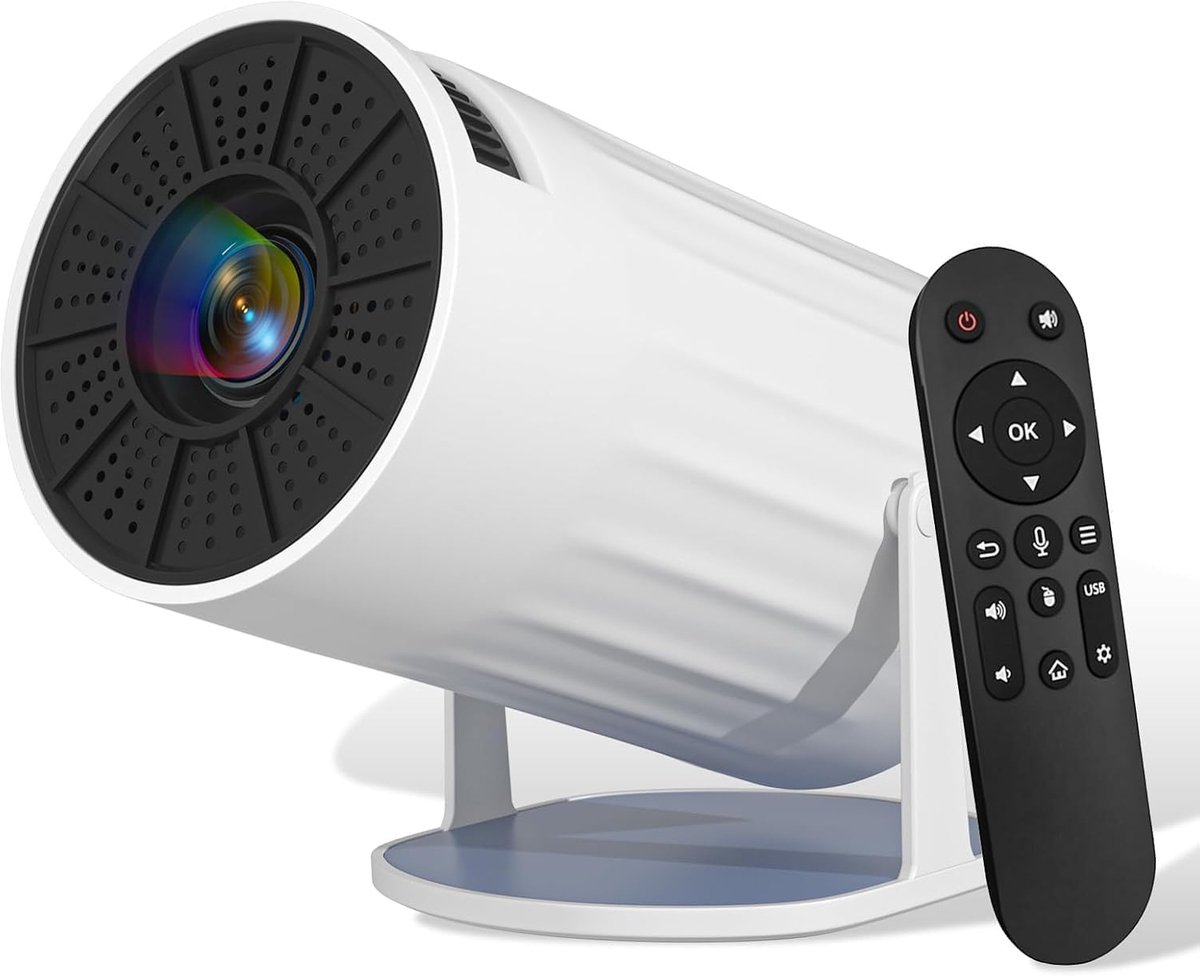 Beamer, 4K 1080P ondersteuning, met WiFi 6, Bluetooth 5.0, draagbare thuis- en buitenprojector, voor Android/iPhone/PC/Mac/Switch