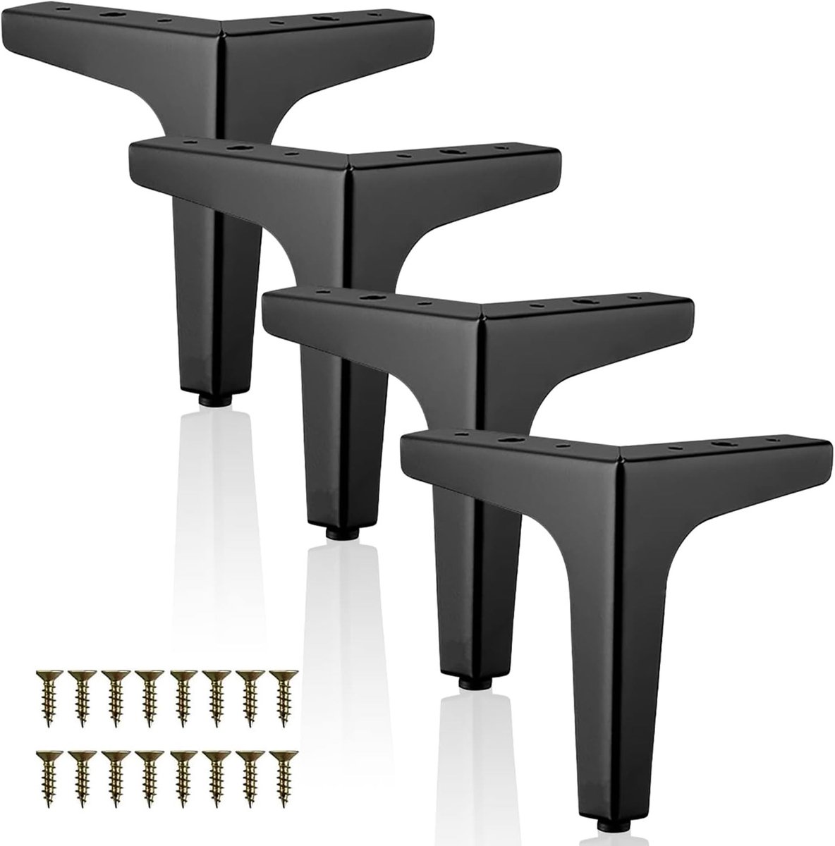 Duurzame metalen meubelpootjes van 15 cm voor banken, tafels en kasten - 800 kg draagkracht, set van 4 (Zwart)