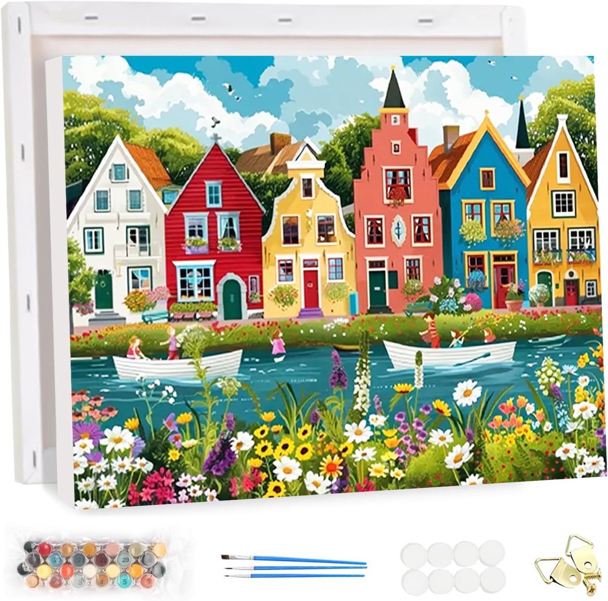 SnelShoppen - Gevorderde Schilderen op Nummer Set voor Volwassenen, Landschap Schilderen Kits voor Beginners, DIY Stedelijke Olieverf Schilderen 20x30