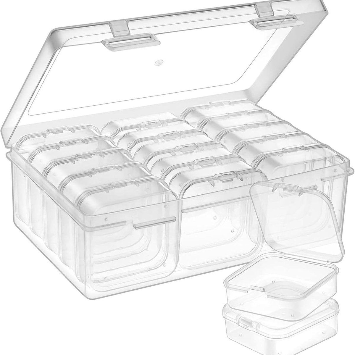 SnelShoppen - Kleine Heldere Plastic Opbergdozen met Deksel, Organisator voor Kralen en Kleine Onderdelen, Creatieve Opbergbox met Compartimenten, 15