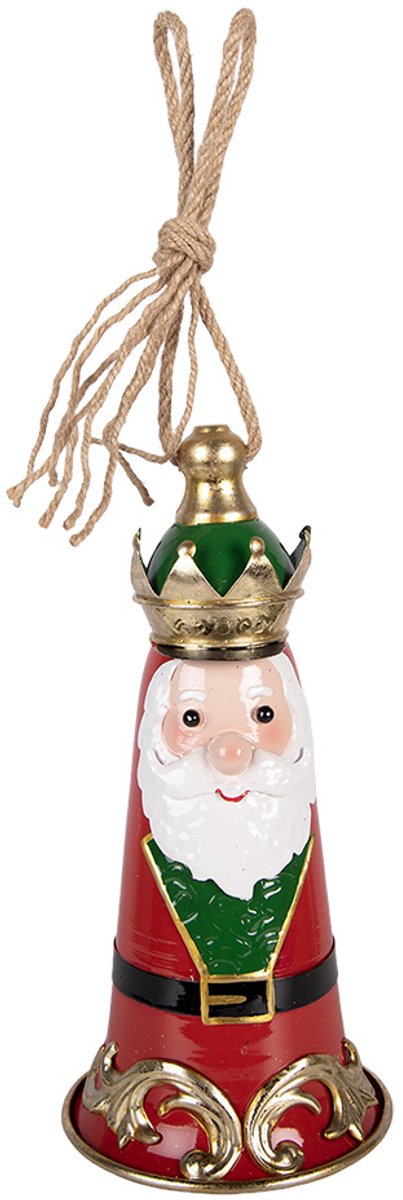 Clayre & Eef Kerstdecoratie Beeld Bel Ø 13x26 cm Rood Metaal
