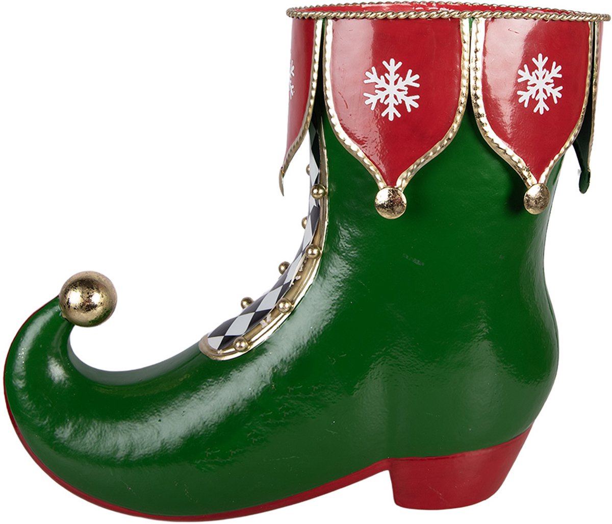 Clayre & Eef Kerstdecoratie Beeld Laars 39x16x31 cm Groen Metaal