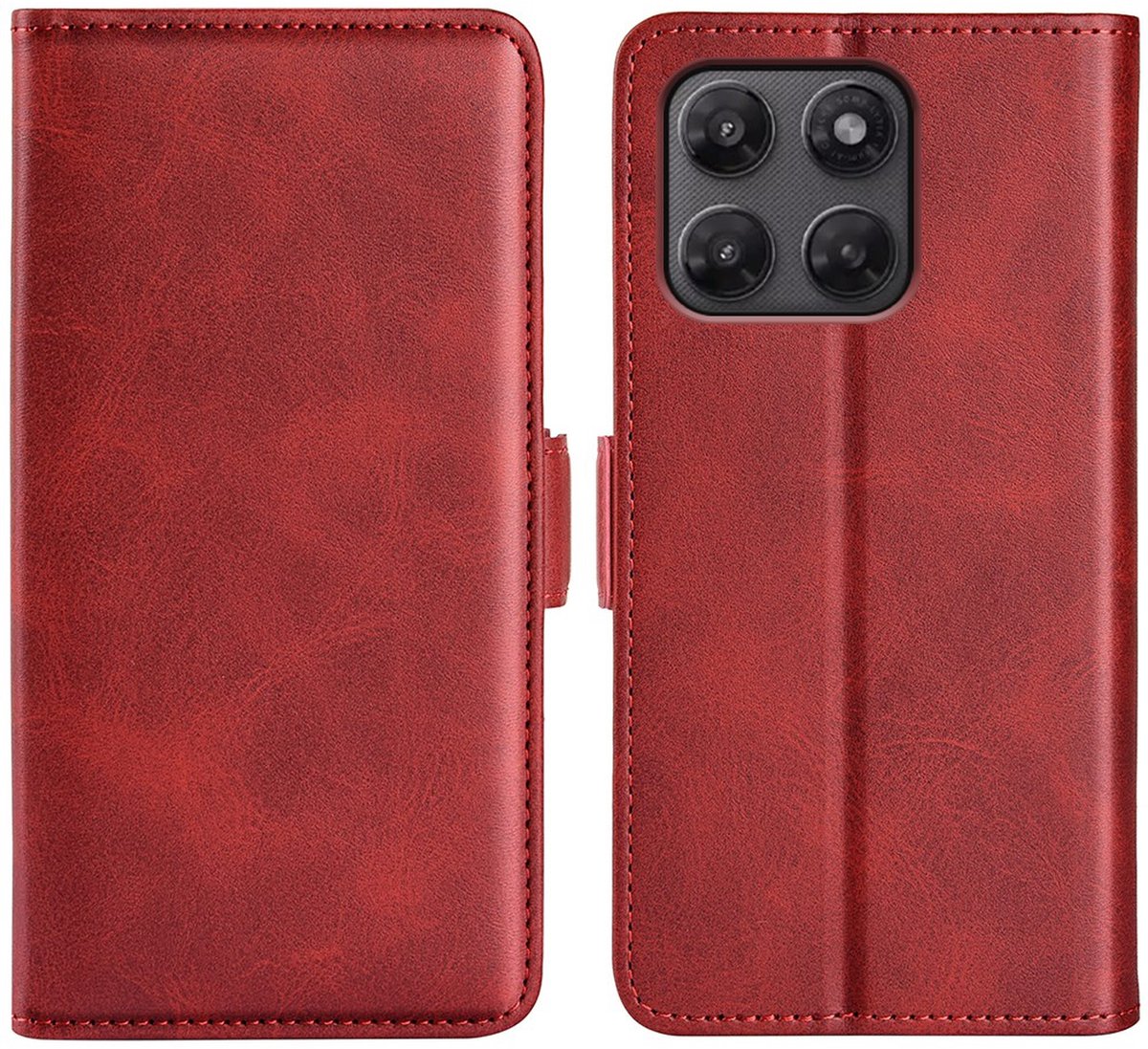 MobyDefend Hoesje - Geschikt voor Motorola Moto G37 Power - Luxe Wallet Book Case (Sluiting Zijkant) - Rood