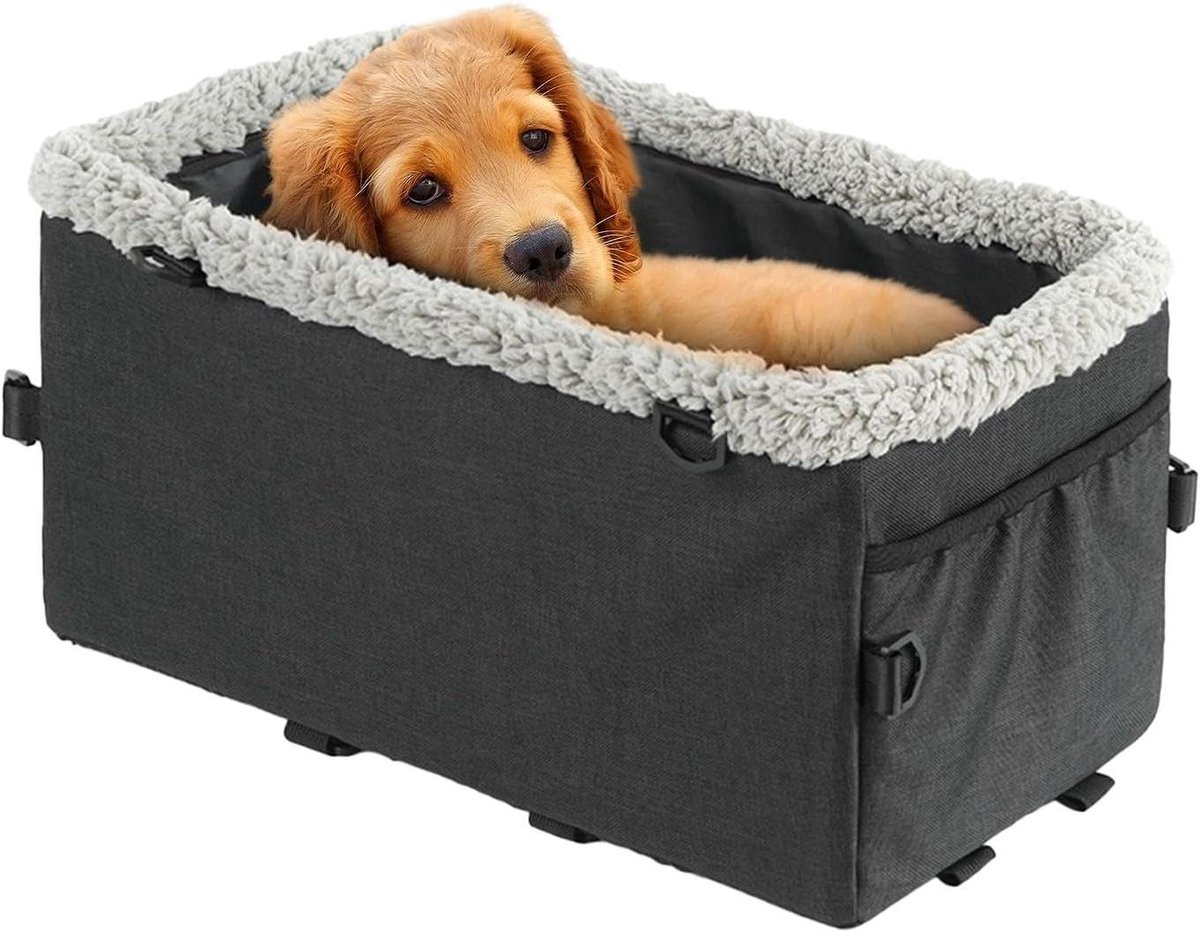 Honden Autostoel - Hondenzitje Booster - Veilig Reizen - Afneembaar Ontwerp - 45x21x24cm - Zwart