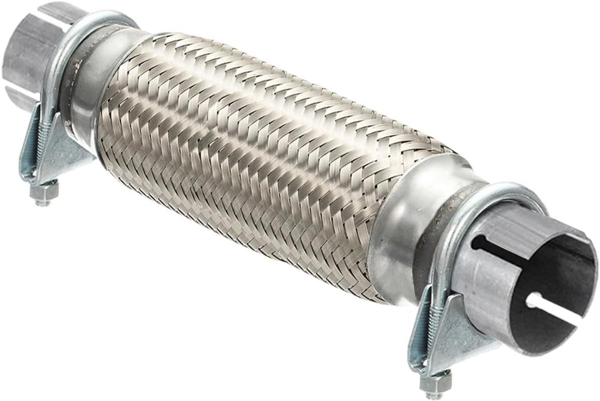 Flexibele Uitlaatpijp met 2 Klemmen 45mm x 200mm/300mm voor Uitlaatverbinding en Reparatie van RVS, Braided Uitlaatpijp Connector voor Auto's en Motoren