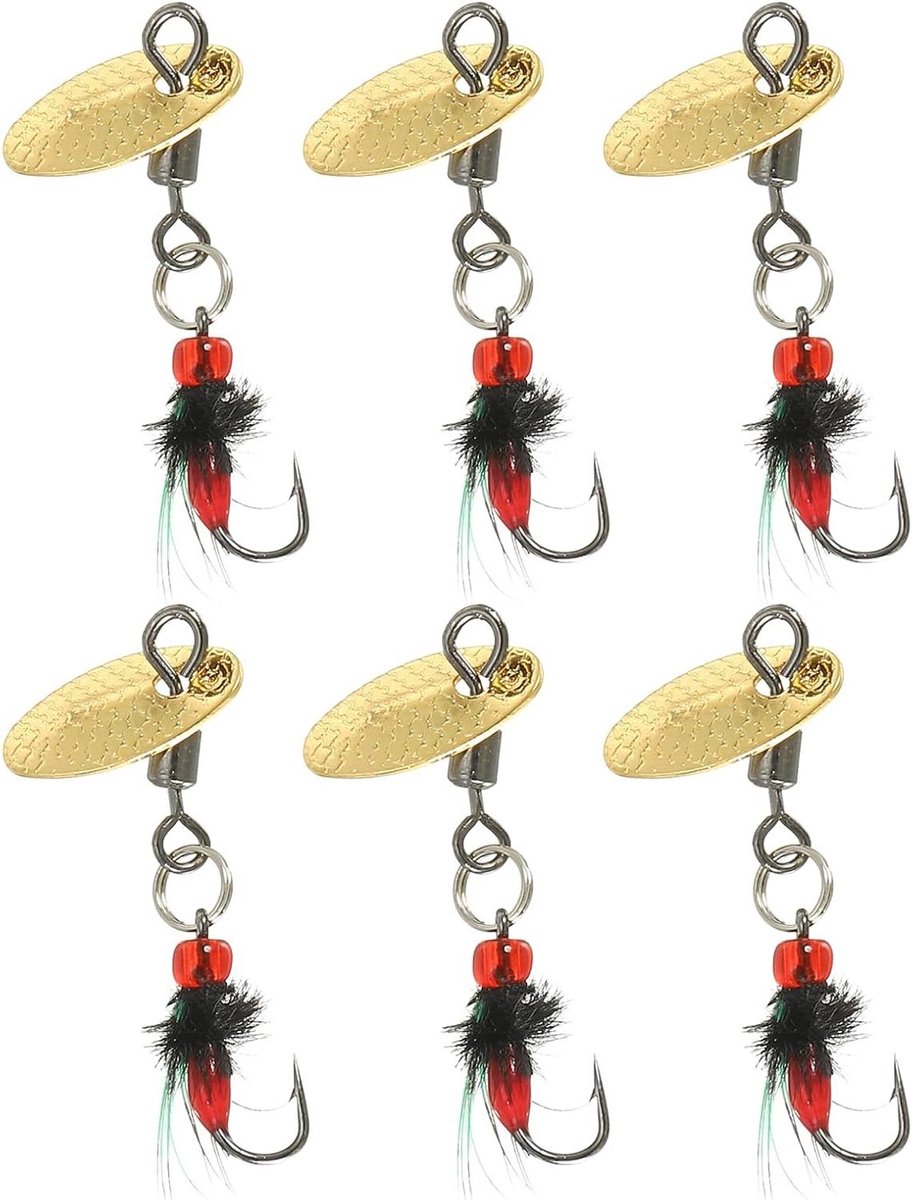 Vliegend visaas - Forel kunstaas Vis spinners - Vissen in zoetwater - Zes stuks set - 14 # - Goudkleurig