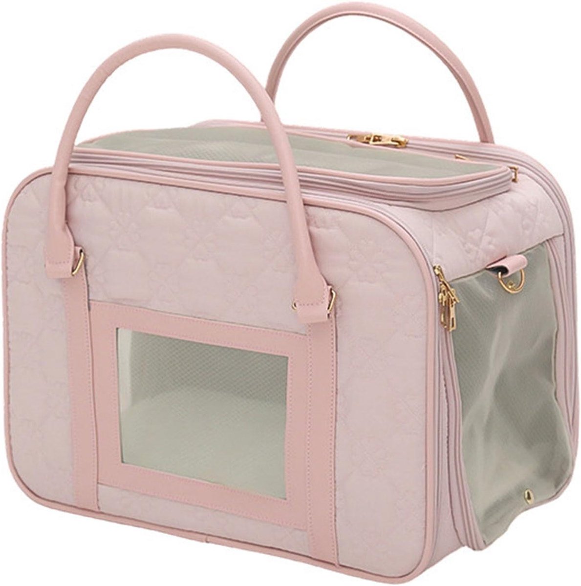 Hondendraagtas - Reismand Kat - Huisdier Vervoeren - Uitbreidbaar Ademend Mesh - 42x30x10 cm - Roze