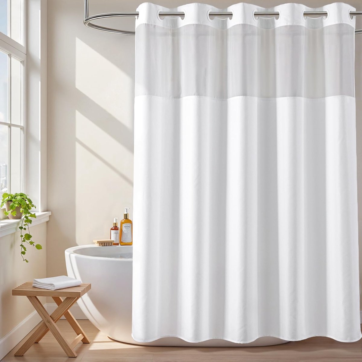 SnelShoppen - Luxe Douchegordijn Zonder Haakjes, Machinewasbaar Polyester 180 x 188 cm, Moderne Badkamer Decoratie, Eenvoudig en Praktisch, Ideaal voo