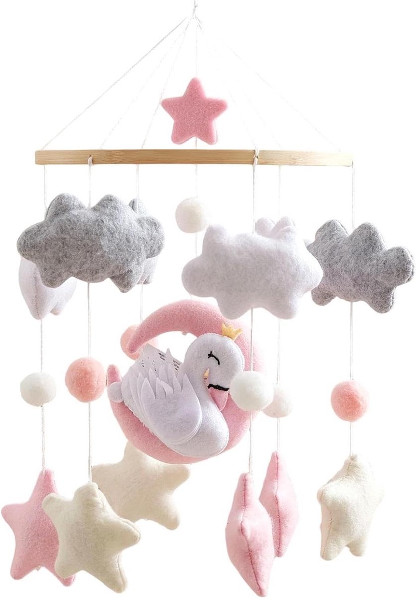Wieg Mobiel - Ledikant Mobiel Kinderkamer Decoratie - Baby Kalmeren - Boho Design - 23 x 45 cm - Natuurlijke Tinten