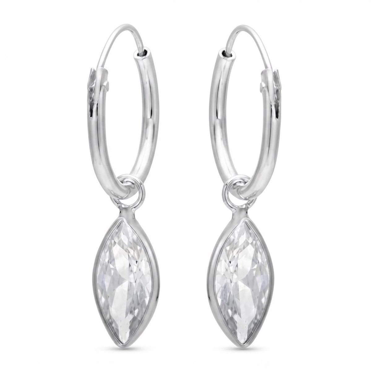 Zilveren Oorhangers Dames – Oorringen met Druppel Hanger – 12 mm