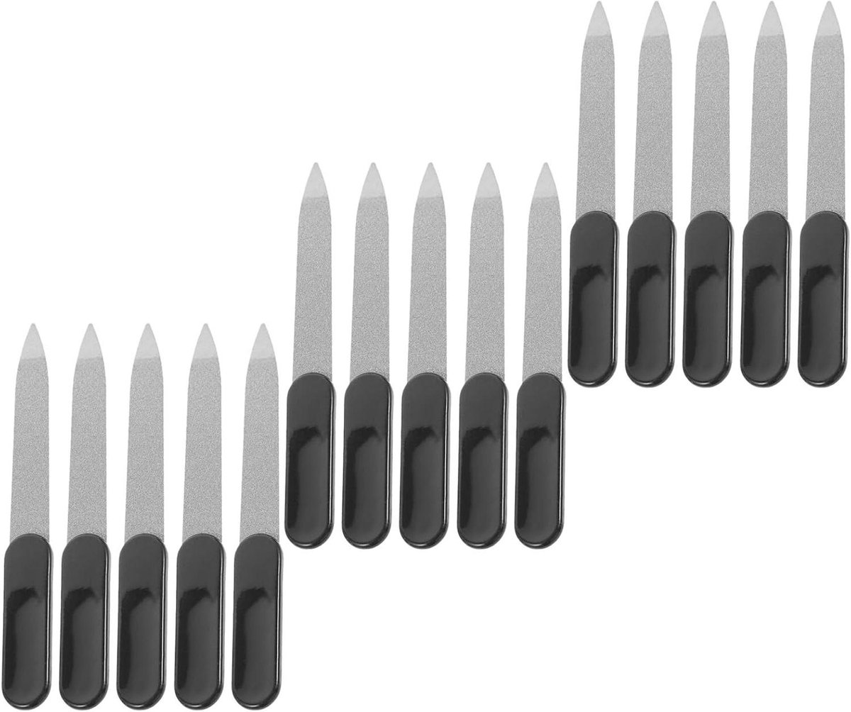 Metalen Nagelvijlen - Roestvrijstalen Vijltjes - Nagels Vormgeven - Dubbelzijdig Ontwerp - 9 cm - Zwart