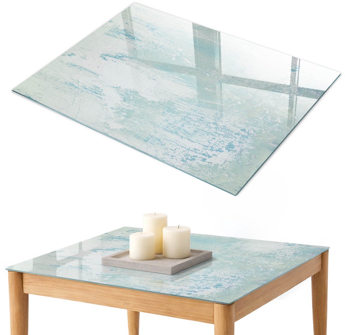 ArtPrintCave Schilderachtige textuur Glazen Tafelblad 100x70 cm - Tafelblad Rechthoek - Blauw Glasplaat - Achtergronden en patronen Eettafel Met Glasplaat