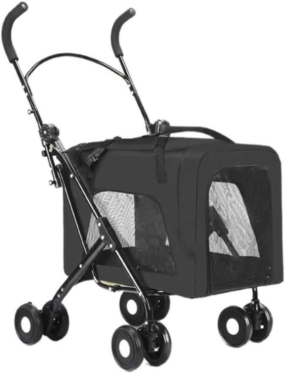 Honden en Kattenwagen - Reisbuggy Huisdier - Buiten Reizen - Afneembare Mand - Binnen 20kg - Zwart