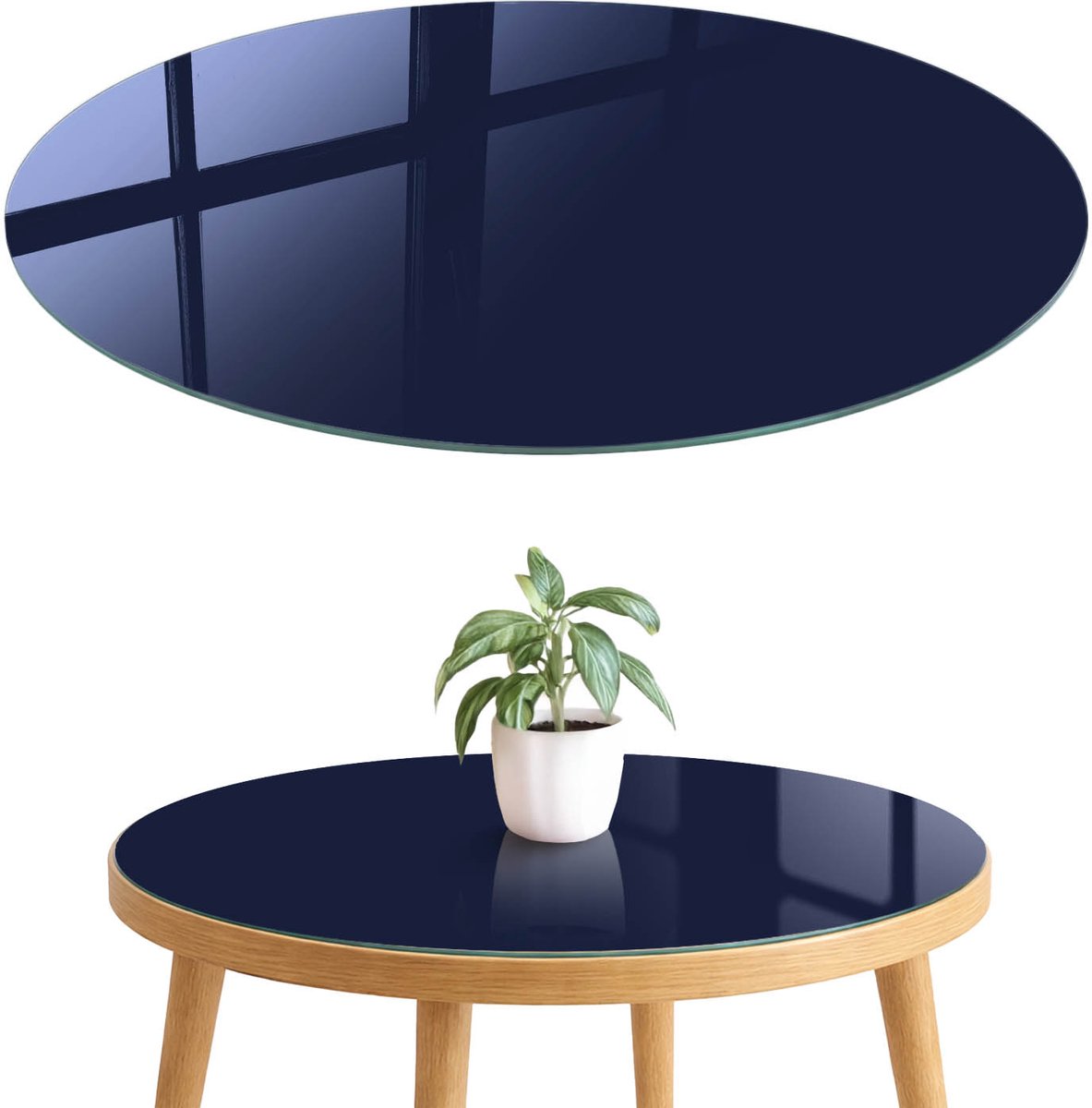 ArtPrintCave Donker marineblauw Glazen Tafelblad fi70 cm - Tafelblad Rond - Marine Glazen Eettafel - Achtergronden en patronen Bureaublad