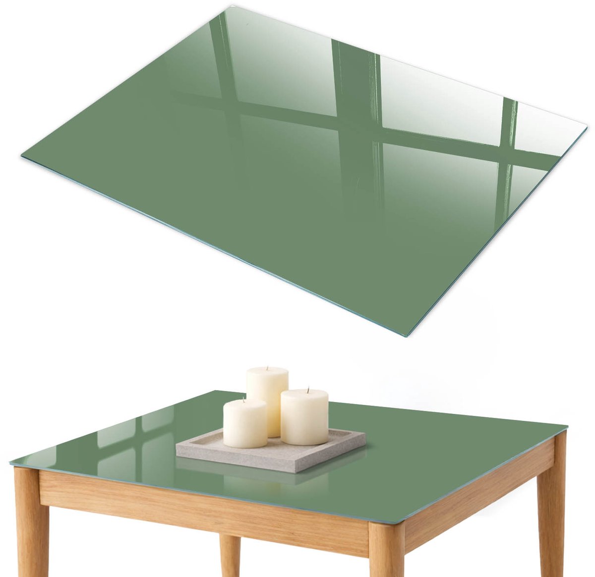 ArtPrintCave Gedempt groen Glazen Tafelblad 100x70 cm - Tafelblad Rechthoek - Groente Bureaublad - Achtergronden en patronen Keukentafel