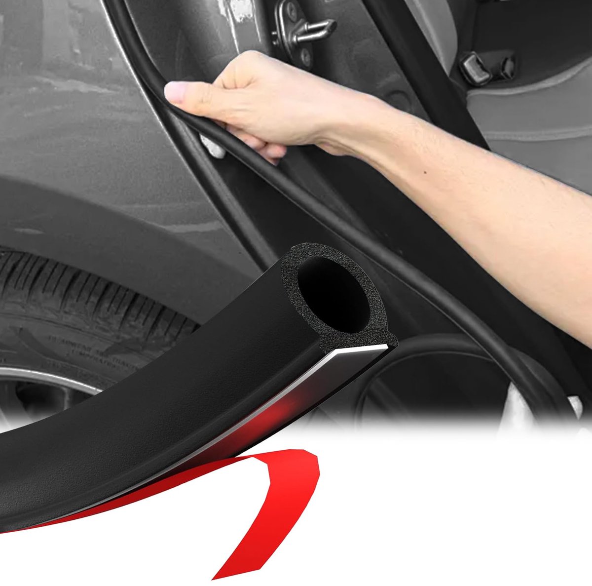 SnelShoppen - YuLiMirich Autodeurafdichting, Zelfklevend Rubber, 8M D-vorm, Geluidsisolatie en Waterdichte Randbescherming voor Auto en Bestelwagen