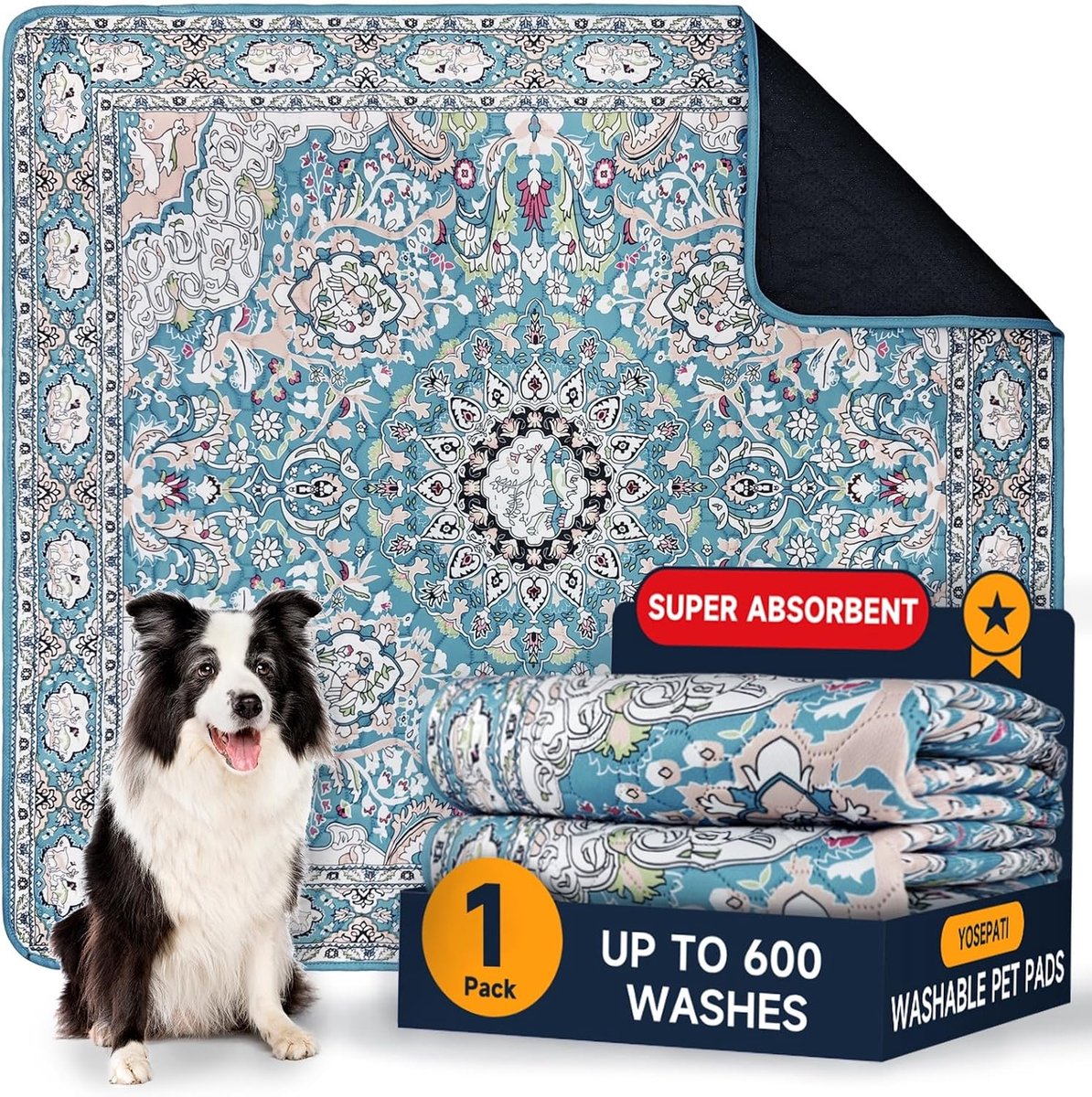SnelShoppen - Wasbare Plasmatten voor Honden - Puppy-Pads met Feromonen, 182 x 182 cm - Ideaal voor Binnen en Buiten, Geschikt voor Puppy en Volwassen