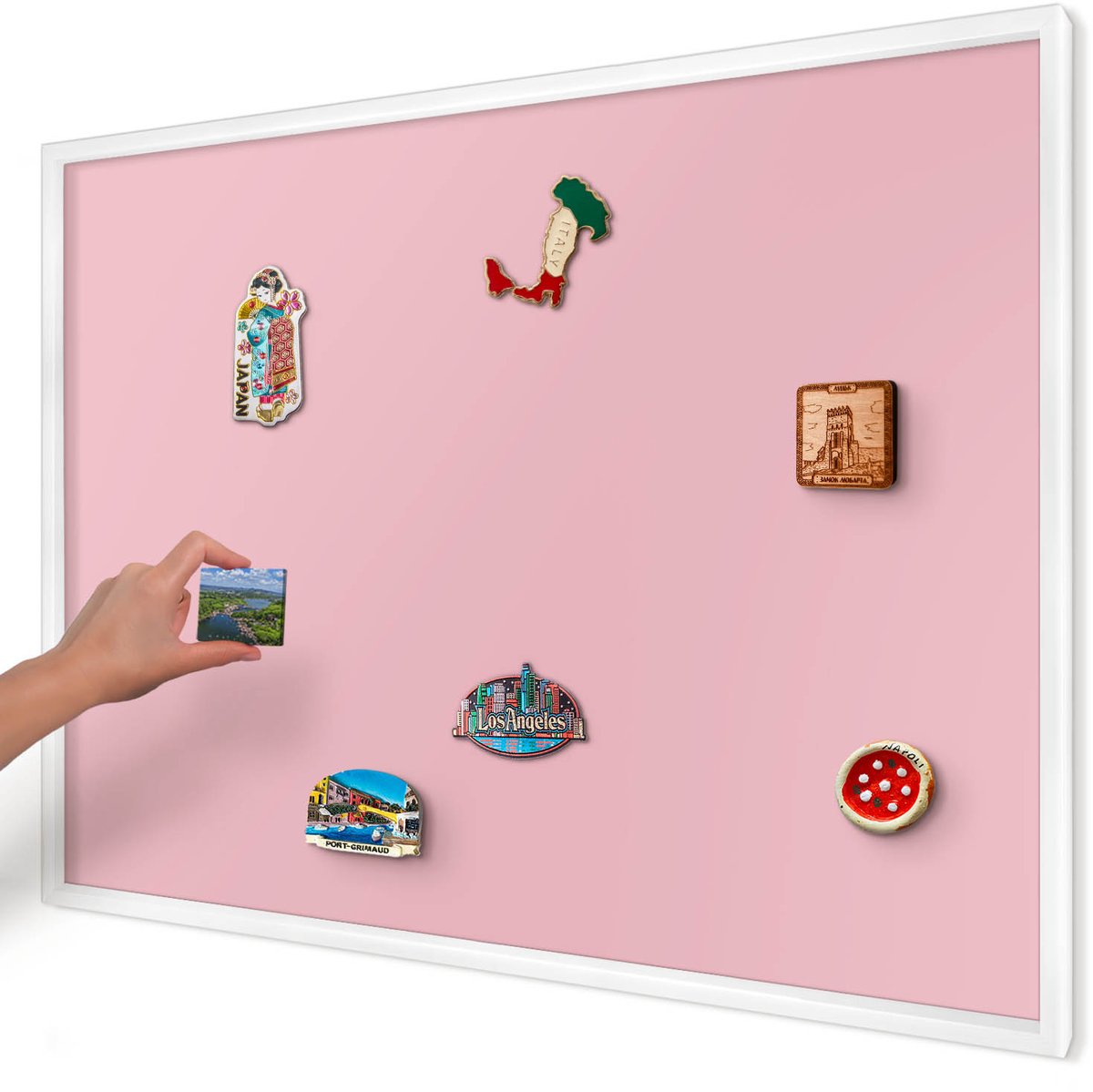 Artprintcave Roze Magneetbord mit Witte Lijst - 100x70 cm - Lichtroze Wandbord Magnetisch - Minimalist Magnetisch Bord - Achtergronden En Patronen