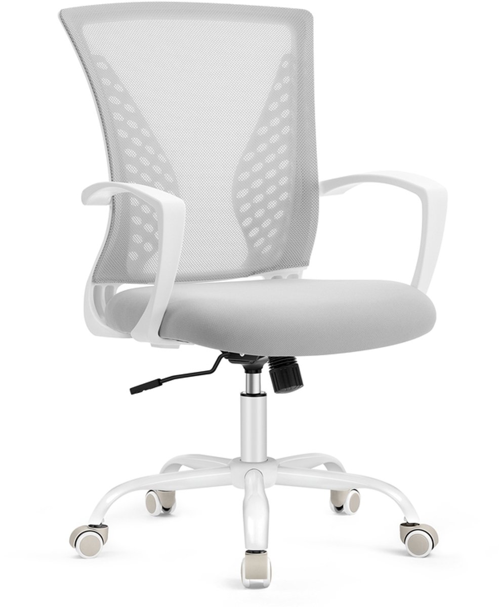 Bureaustoel met mesh bekleding - In hoogte verstelbaar - Schommelfunctie - 50 x 49 cm - Duifgrijs