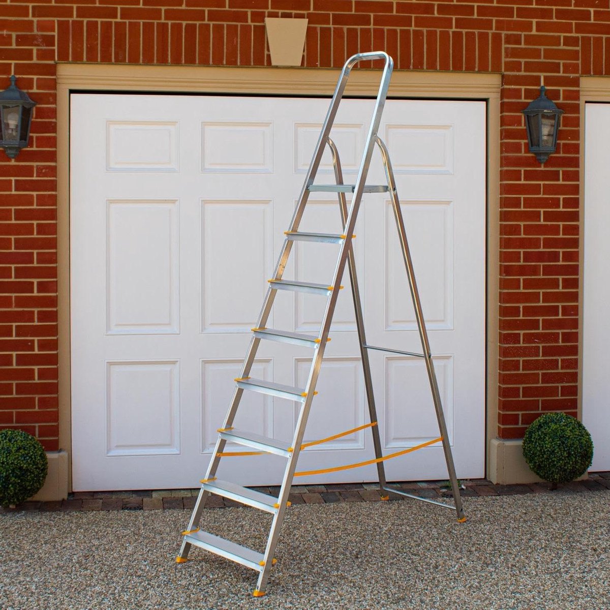 Platform Stepladder - Werkplateau Ladder - Klus Klussen - Extra Breed Platform - 8 Treden - Zilver
