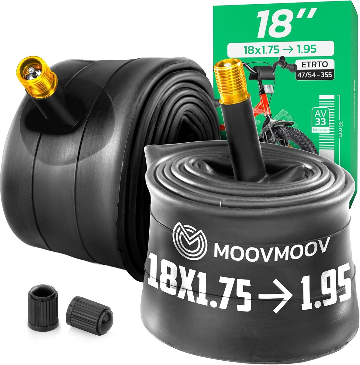 Binnenband 18 Inch - Geschikt voor banden 18x1.75 t/m 18x1.95 - Schrader ventiel - Set van 2 - ShopVlot