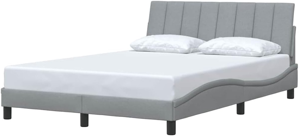 Bedframe met hoofdbord - Slaapkamer meubel - Comfortabel slapen - Duurzaam polyester - 120 x 200 cm - Lichtgrijs