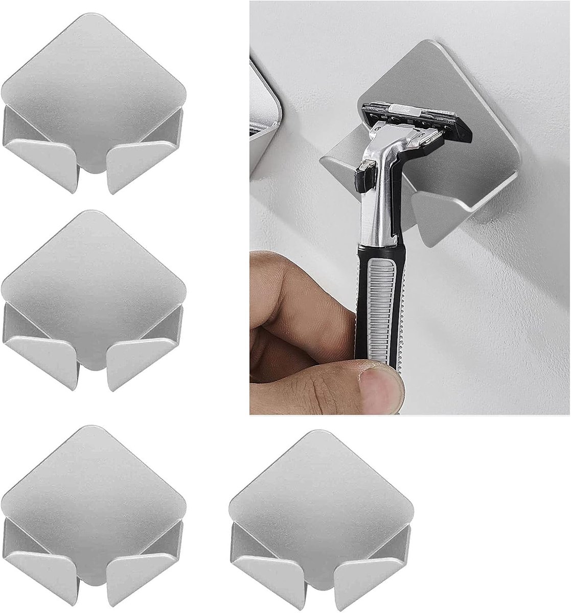 SnelShoppen - 4 Stuks Geen Boren Stroomplug Houder, Wandgemonteerde Kabel Organizer met Dubbelzijdige Plakband, Multifunctionele Stekkerhaak voor Thui