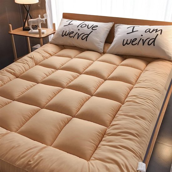 Japanse Vloermatras - Futonmatras Tatamimat - Comfortabel Slapen - Dikke 4 Inch Vulling - 90x200cm - Camel — afbeelding 5